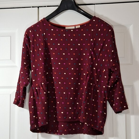 Anthropologie Maeve Dottie Embroidered Rainbow Polka Dot - Picture 1 of 9